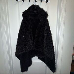 Franne Golde | Shaggy Open Vest | Fluffy Fur Vest | Black | O/S | Woman’s vest